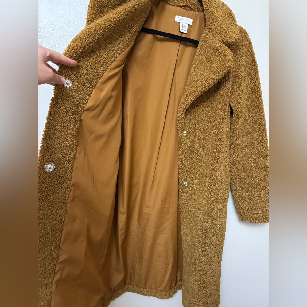 Rachel’s Zoe Women's tan long button up Teddy/sherpa Coat - Picture 6 of 10